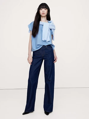 Cotton-Silk Tulip-Sleeve Shirt