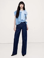 Cotton-Silk Tulip-Sleeve Shirt