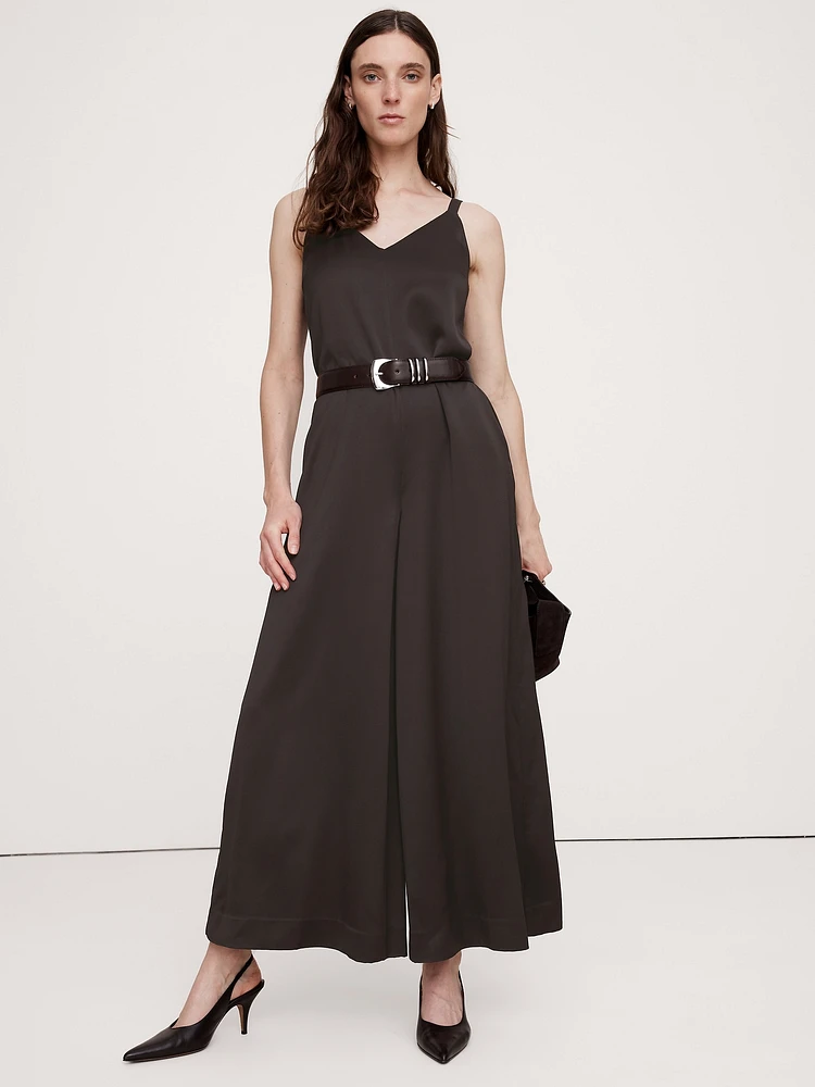 Italian Satin Wide-Leg Jumpsuit