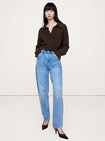 Cashmere Cropped Rugby Sweater Polo