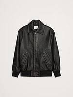 Oversized Leather Bomber Jacket