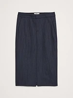 Pinstripe Italian Wool Midi Skirt