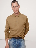 Luxury-Touch Long-Sleeve Polo Shirt