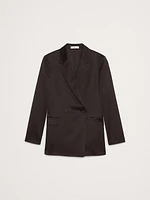 Double-Breasted Italian Satin Blazer