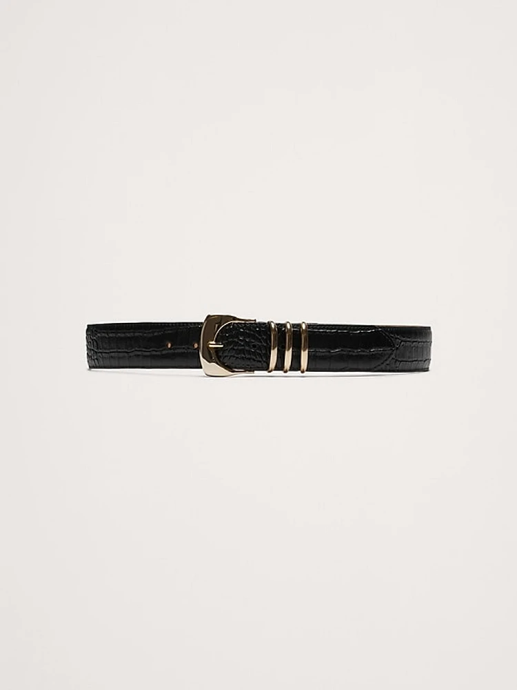 Fiori Embossed Leather Belt