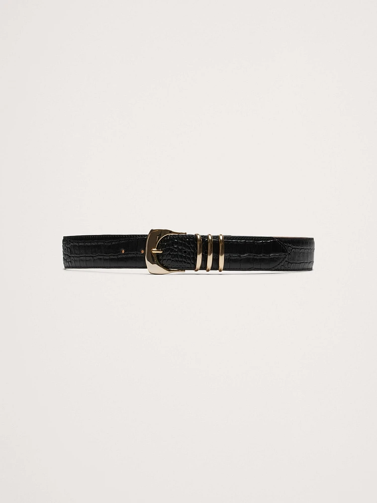 Fiori Embossed Leather Belt