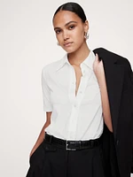 Silky Cotton Button-Down Shirt