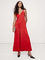 Italian Satin Wide-Leg Jumpsuit