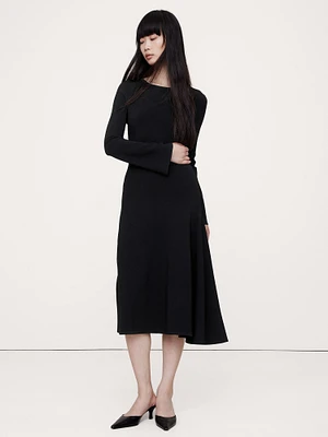 Flare-Sleeve Midi Sweater Dress