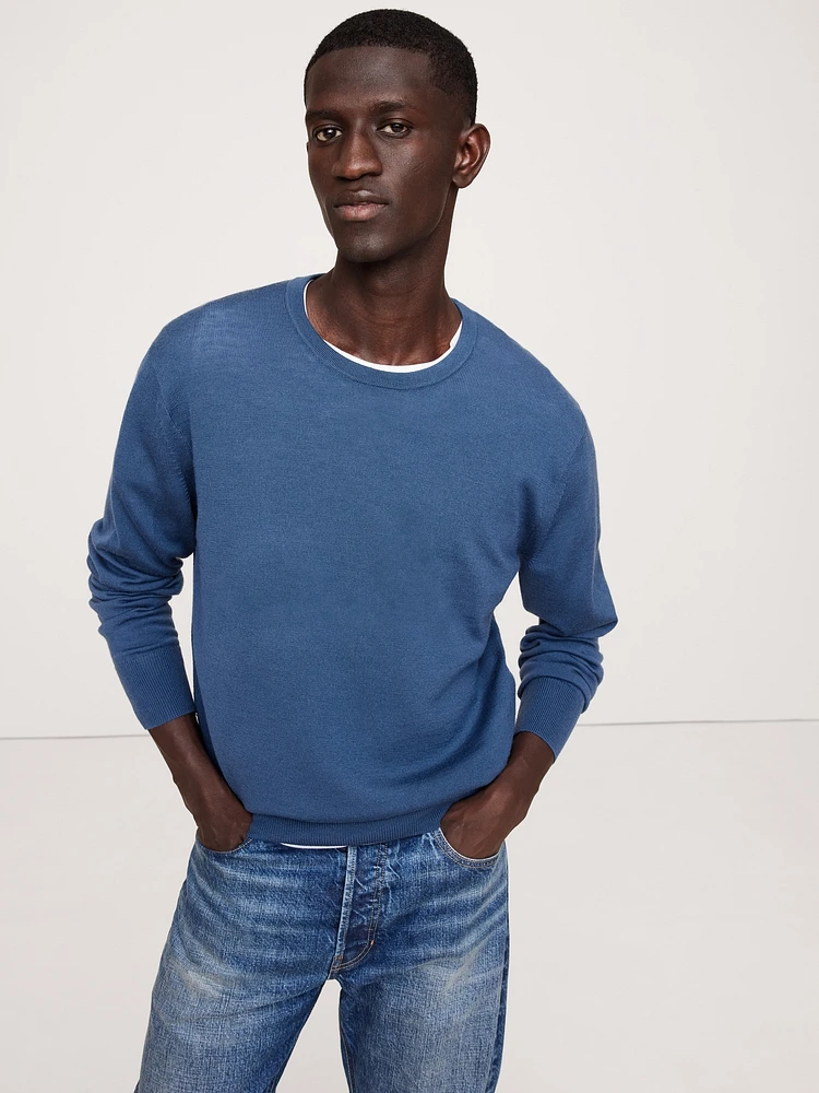 Italian Merino Crew Sweater-Neck Sweater