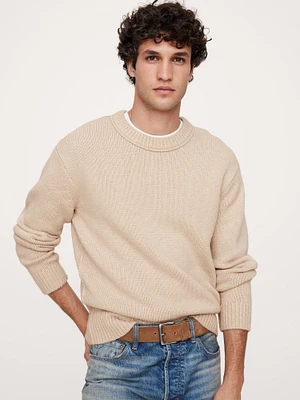 Relaxed Wool-Cotton Crew-Neck Sweater