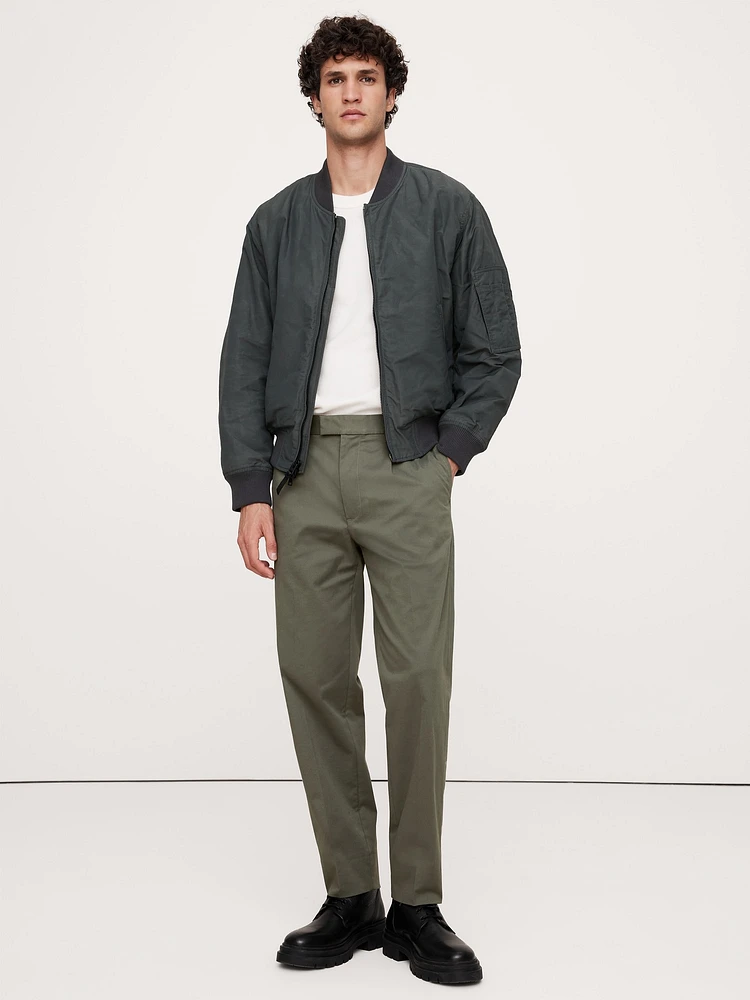 Pleated Cropped Italian-Stretch Chino Pant