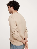 Marled Wool-Blend Crew-Neck Sweater