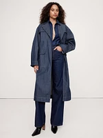 Oversized Denim Trench Coat