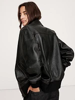 Oversized Leather Bomber Jacket