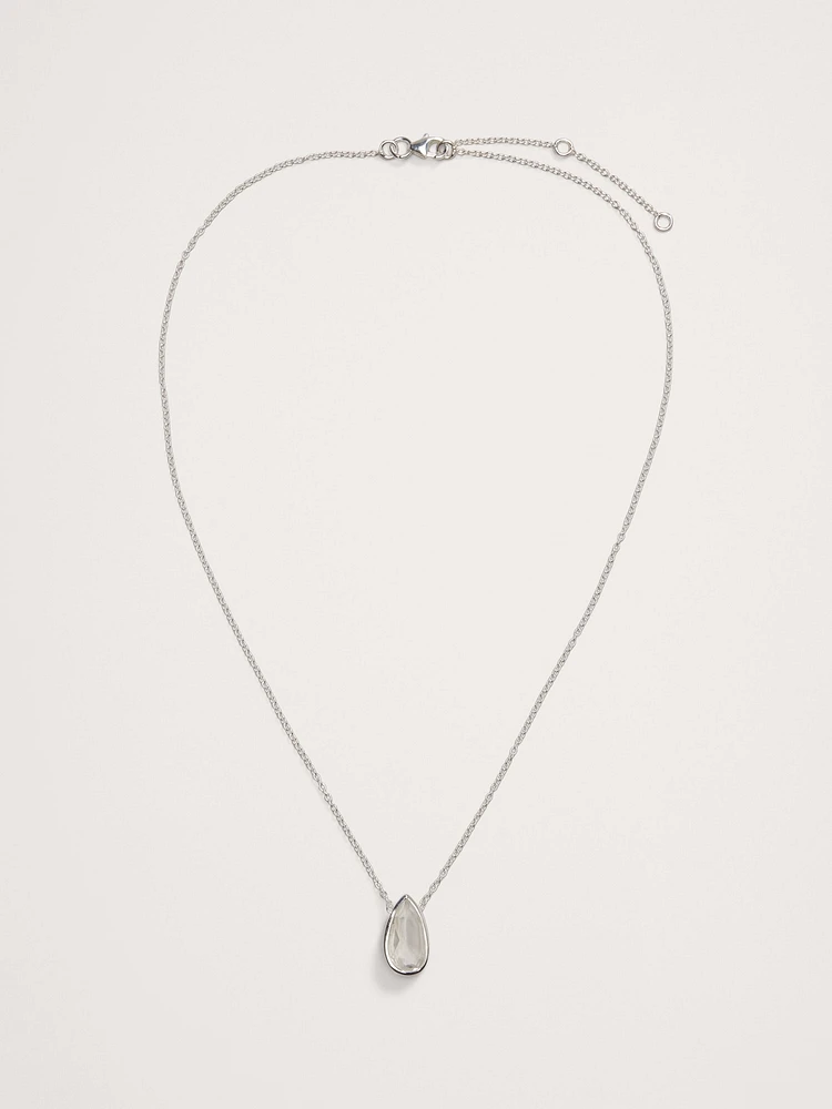 Teardrop Crystal Pendant Necklace Aureus + Argent