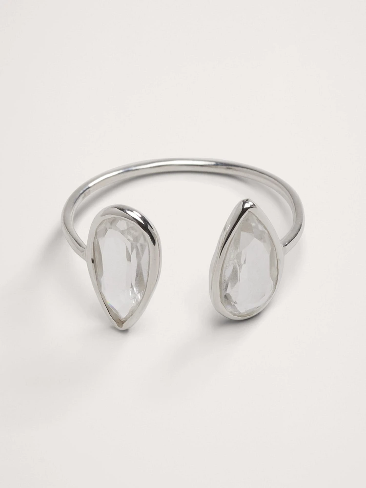 Teardrop Crystal Ring Aureus + Argent