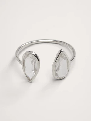 Teardrop Crystal Ring Aureus + Argent