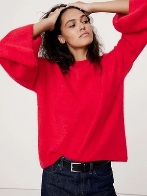 Brushed Cashmere Flare-Sleeve Sweater