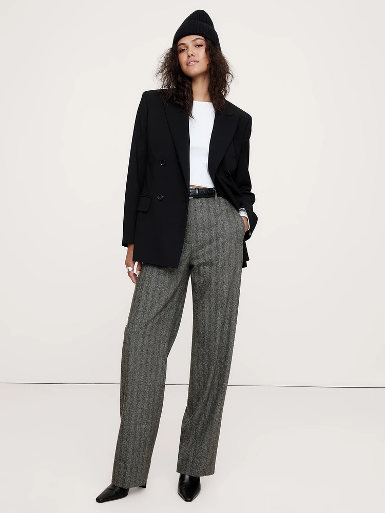 High-Rise Modern Straight Herringbone Pant