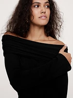 Luxe Wool-Blend Off-Shoulder Top