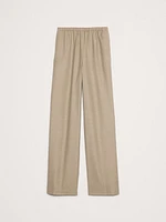 Pull-On Wide-Leg Drapey Twill Pant