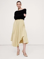 Pleated Asymmetrical Midi Skirt