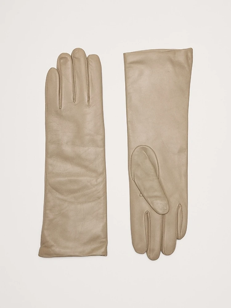 Cashmere-Lined Long Leather Gloves