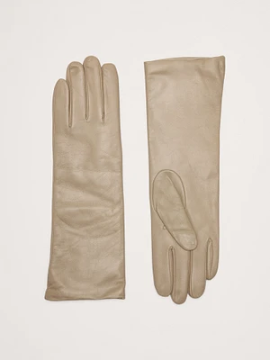 Cashmere-Lined Long Leather Gloves