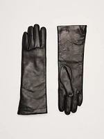 Cashmere-Lined Long Leather Gloves