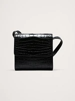 Crocodile Embossed Leather Crossbody Bag