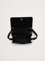 Crocodile Embossed Leather Crossbody Bag