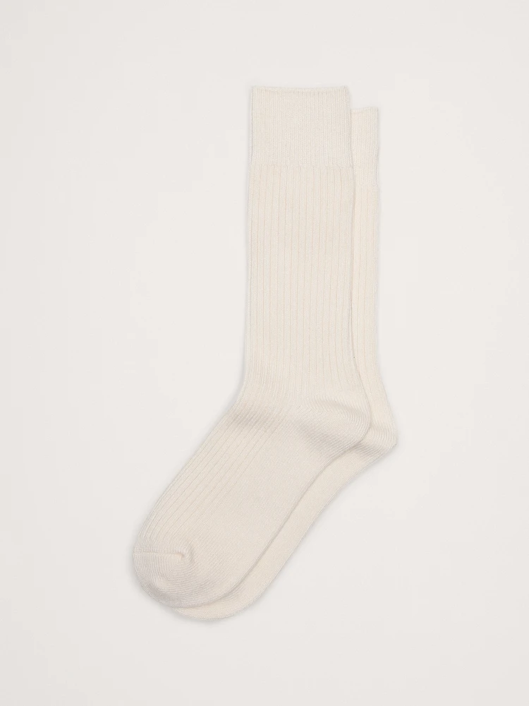 Ribbed Trouser Sock With Cashmere