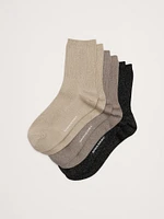 Silk-Cotton Blend Crew Sock 3-Pack