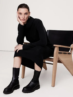 Cashmere Turtleneck Midi Sweater Dress