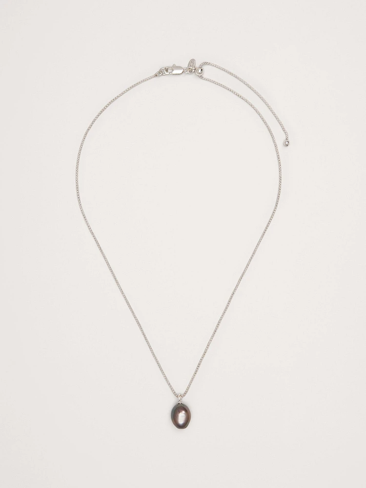 Black Pearl Pendant Necklace by Aureus + Argent