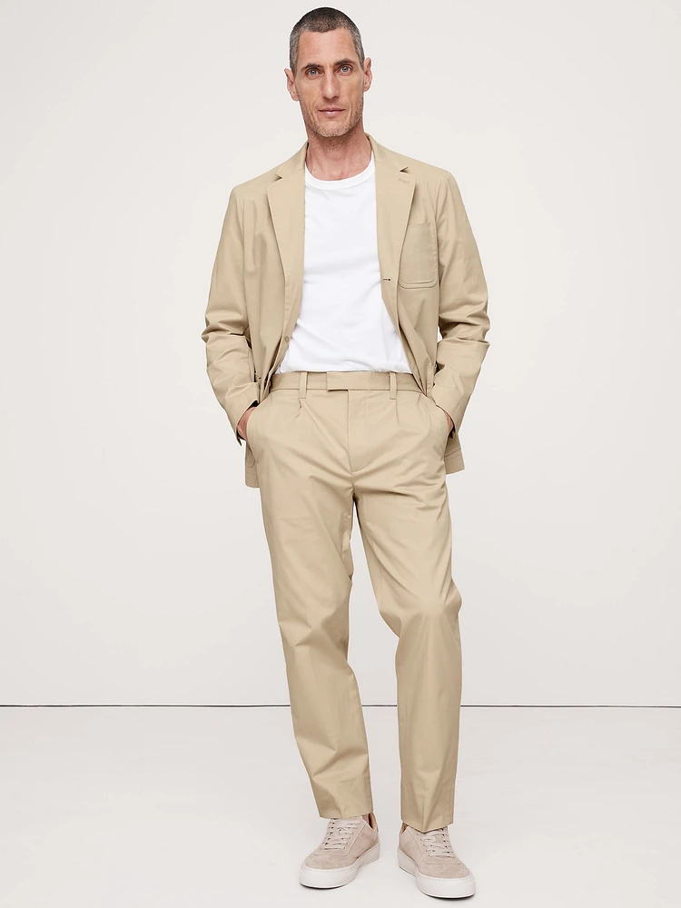 Pleated Cropped Italian-Stretch Chino Pant