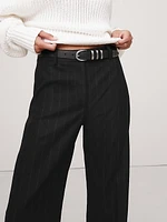 High-Rise Wide-Leg Flare Flannel Pant