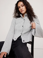 Merino-Blend Flare-Sleeve Cardigan
