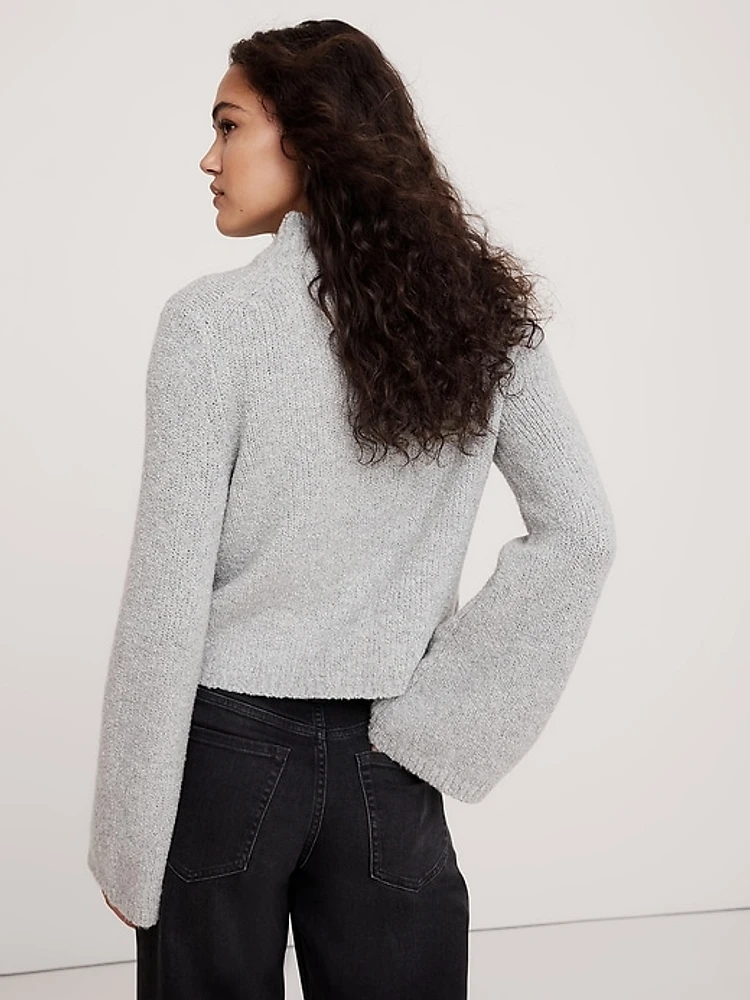 Merino-Blend Flare-Sleeve Cardigan