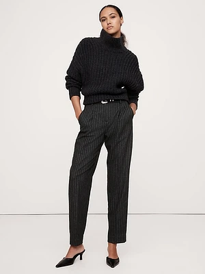 High-Rise Pleated Flannel Pant