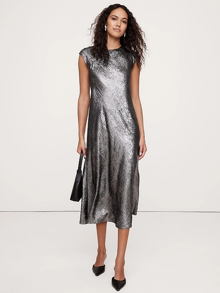 Bias-Cut Satin Midi Dress