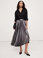 Pleated Asymmetrical Midi Skirt