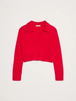 Cashmere Cropped Rugby Sweater Polo