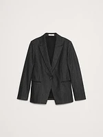 Relaxed Slim Pinstripe Flannel Blazer