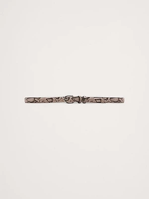 Slim Snake-Print Leather Belt