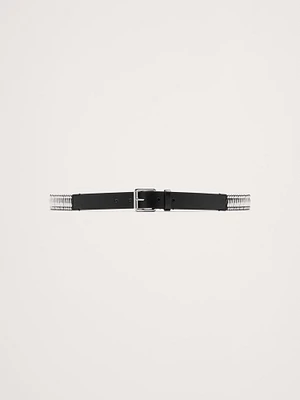 Metal Bar Leather Belt