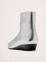 Italian Metallic-Leather Ankle Boot