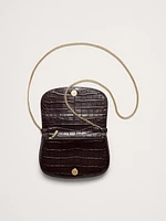 Snake-Print Italian Leather Crossbody Bag