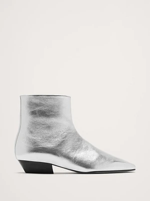 Italian Metallic-Leather Ankle Boot